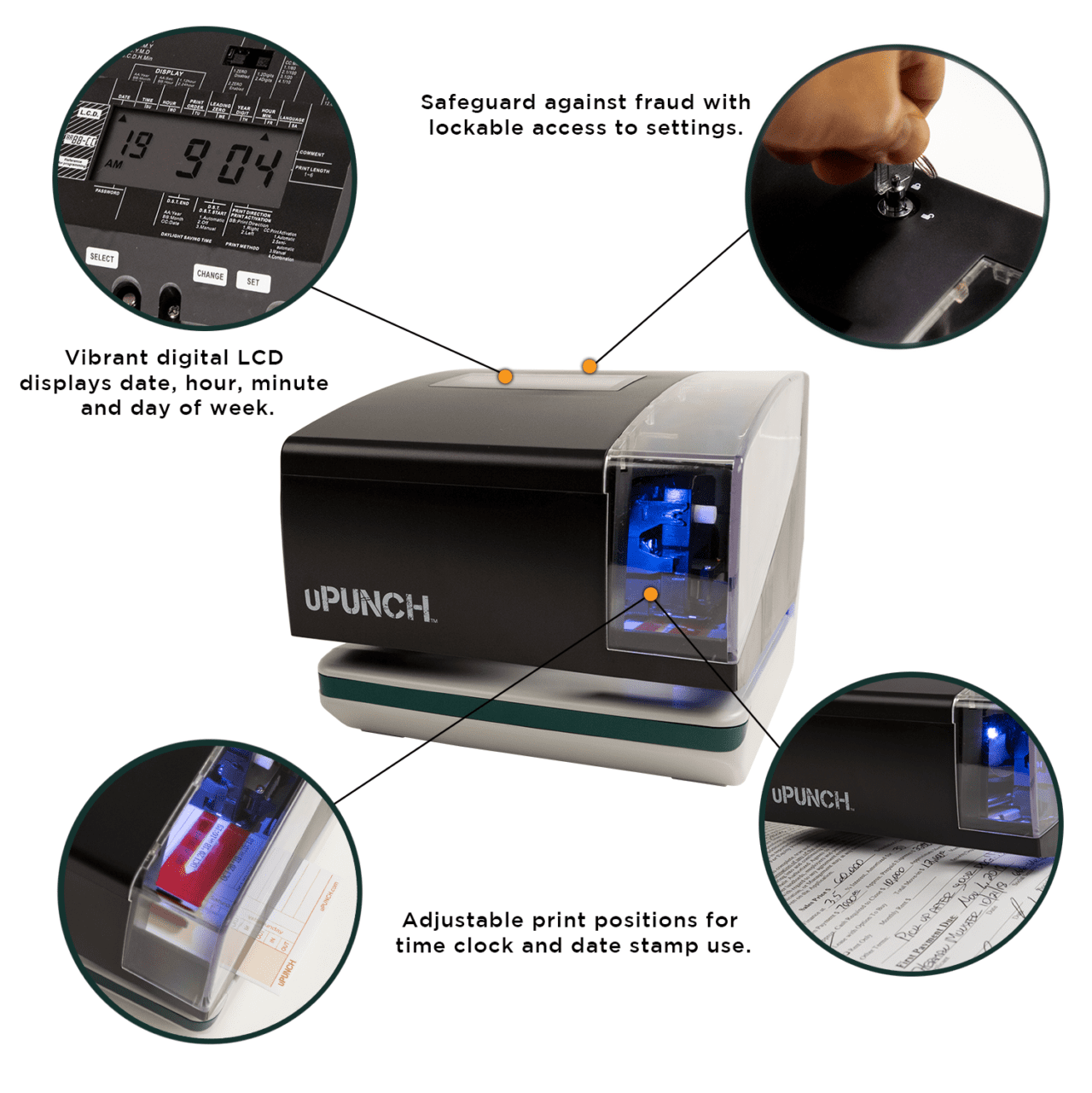 CR1000 Digital Time Clock and Date Stamp uPunch